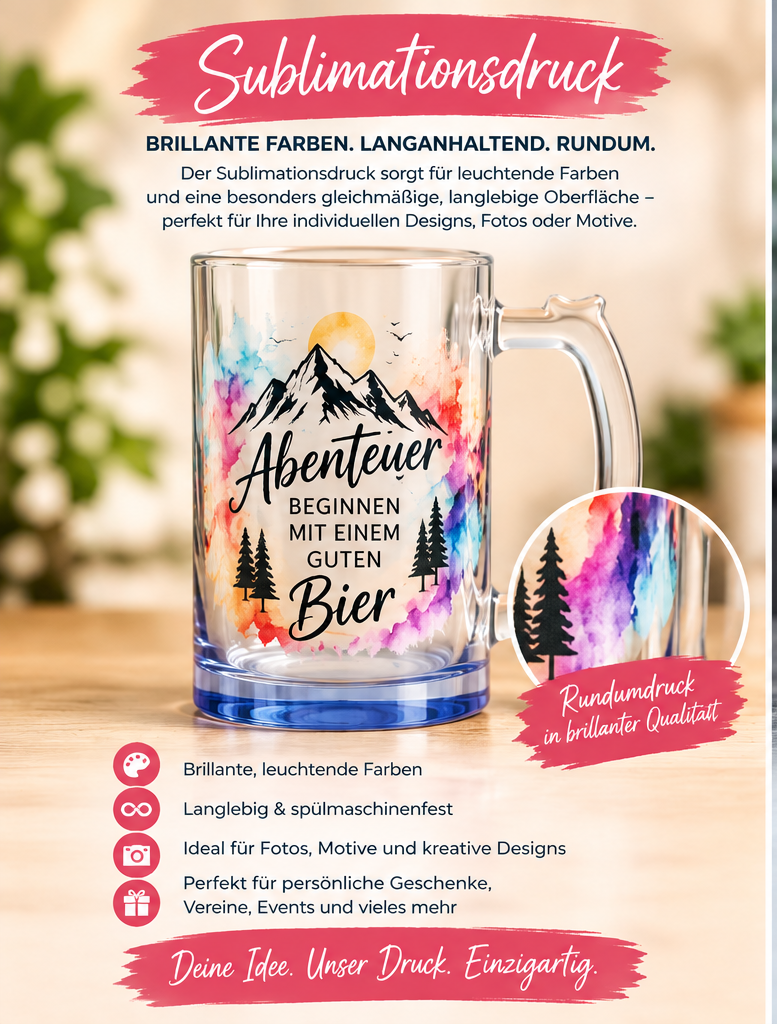 🌸 Bierkrug – Sublimationsdruck