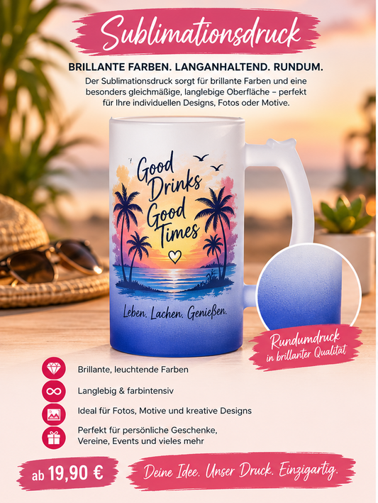🌸 mattierte Bierglas Sublimationsdruck
